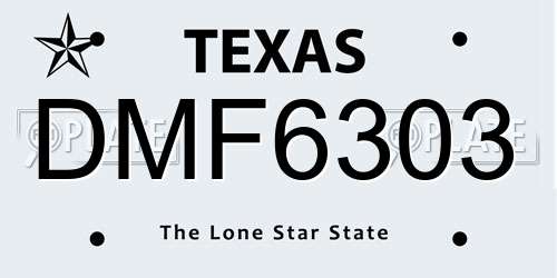 DMF6303 Texas License Plate