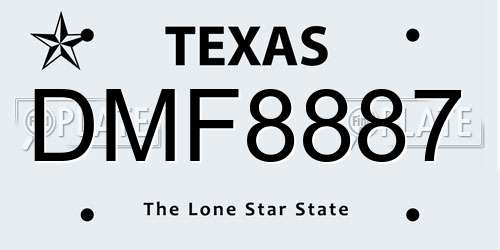 DMF8887 Texas License Plate