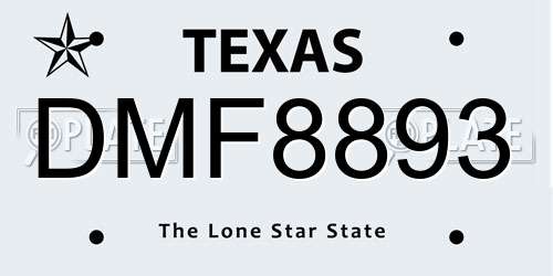 DMF8893 Texas License Plate