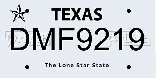 DMF9219 Texas License Plate