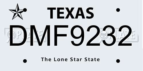 DMF9232 Texas License Plate