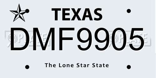 DMF9905 Texas License Plate