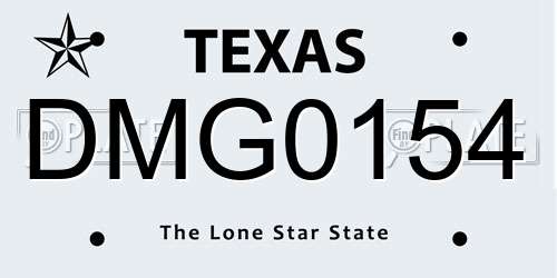 DMG0154 Texas License Plate