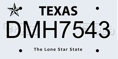 DMH7543 Texas License Plate