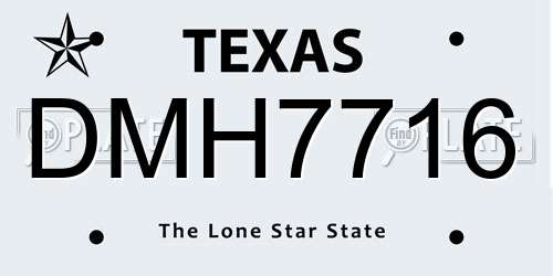 DMH7716 Texas License Plate