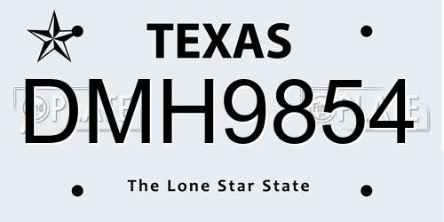 DMH9854 Texas License Plate