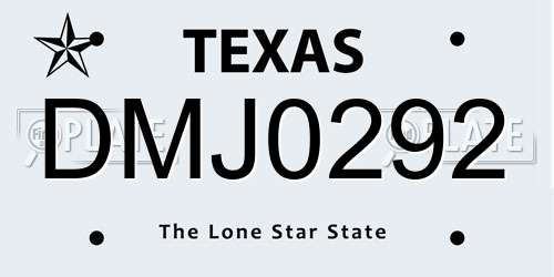 DMJ0292 Texas License Plate