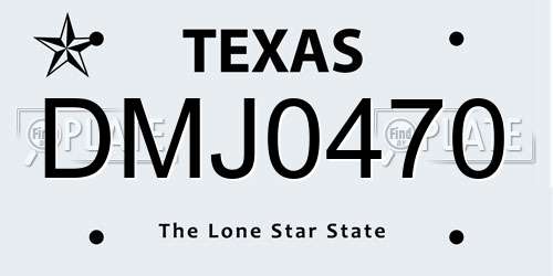 DMJ0470 Texas License Plate