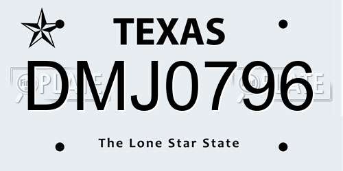 DMJ0796 Texas License Plate