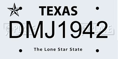 DMJ1942 Texas License Plate