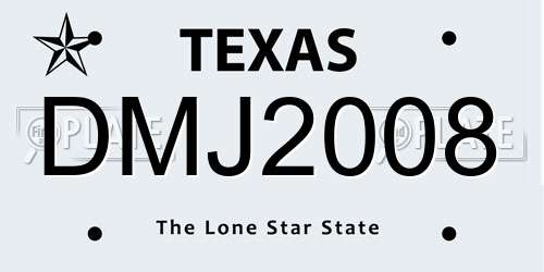 DMJ2008 Texas License Plate