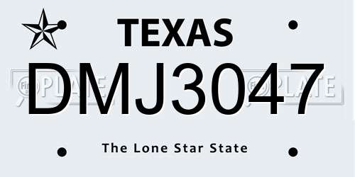 DMJ3047 Texas License Plate