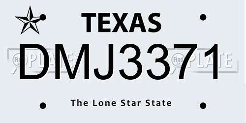DMJ3371 Texas License Plate