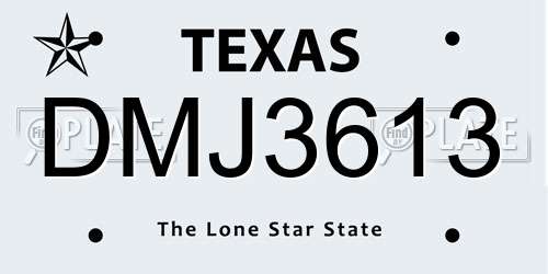DMJ3613 Texas License Plate