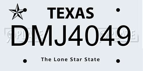 DMJ4049 Texas License Plate
