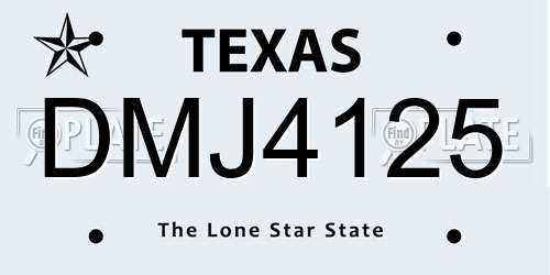 DMJ4125 Texas License Plate