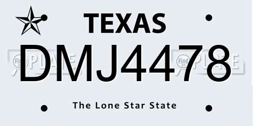 DMJ4478 Texas License Plate
