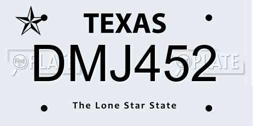 DMJ452 Texas License Plate