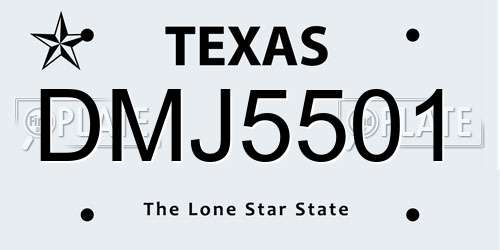 DMJ5501 Texas License Plate
