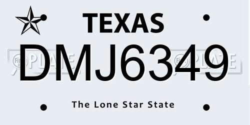 DMJ6349 Texas License Plate