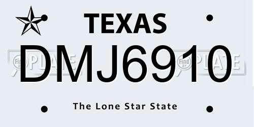 DMJ6910 Texas License Plate