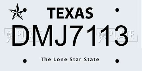 DMJ7113 Texas License Plate