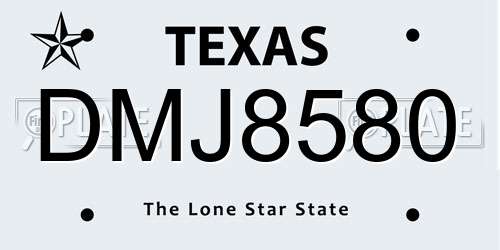 DMJ8580 Texas License Plate