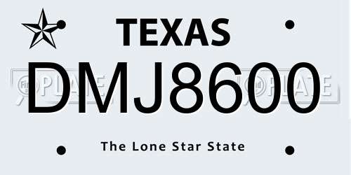 DMJ8600 Texas License Plate