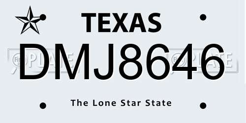 DMJ8646 Texas License Plate