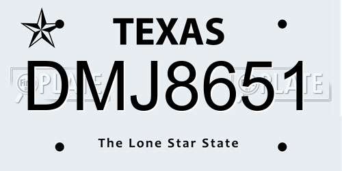 DMJ8651 Texas License Plate