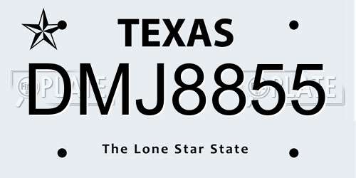 DMJ8855 Texas License Plate