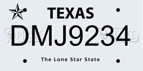 DMJ9234 Texas License Plate
