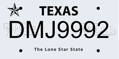 DMJ9992 Texas License Plate
