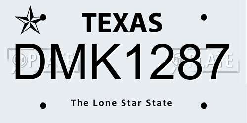 DMK1287 Texas License Plate