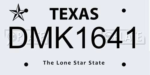 DMK1641 Texas License Plate