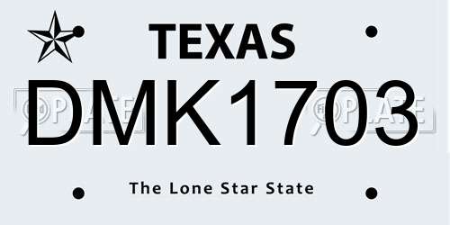 DMK1703 Texas License Plate