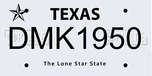 DMK1950 Texas License Plate