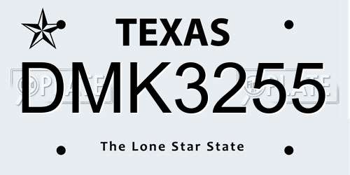 DMK3255 Texas License Plate
