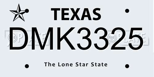 DMK3325 Texas License Plate