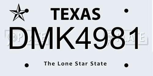 DMK4981 Texas License Plate