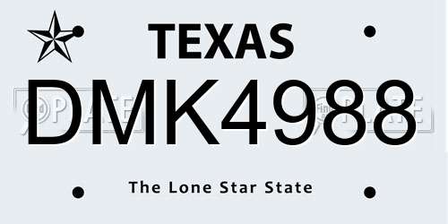DMK4988 Texas License Plate