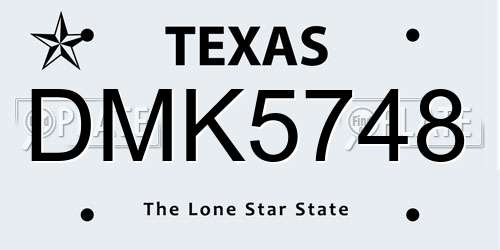 DMK5748 Texas License Plate