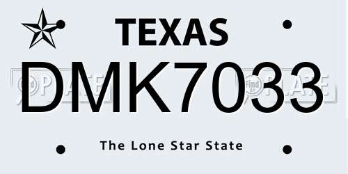 DMK7033 Texas License Plate