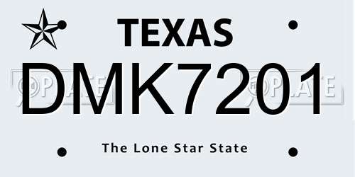 DMK7201 Texas License Plate