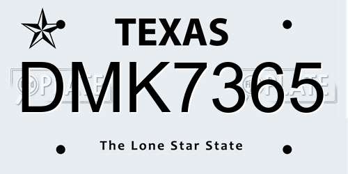 DMK7365 Texas License Plate