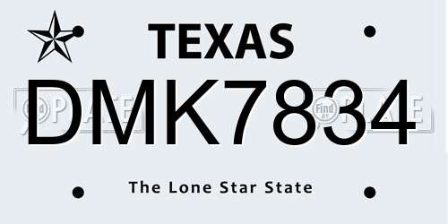 DMK7834 Texas License Plate