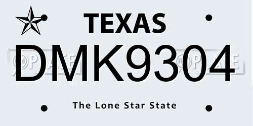 DMK9304 Texas License Plate