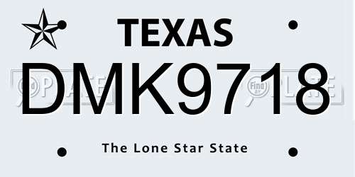 DMK9718 Texas License Plate