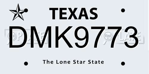 DMK9773 Texas License Plate