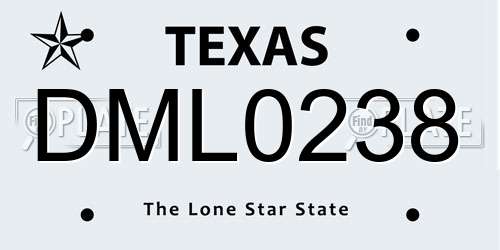 DML0238 Texas License Plate